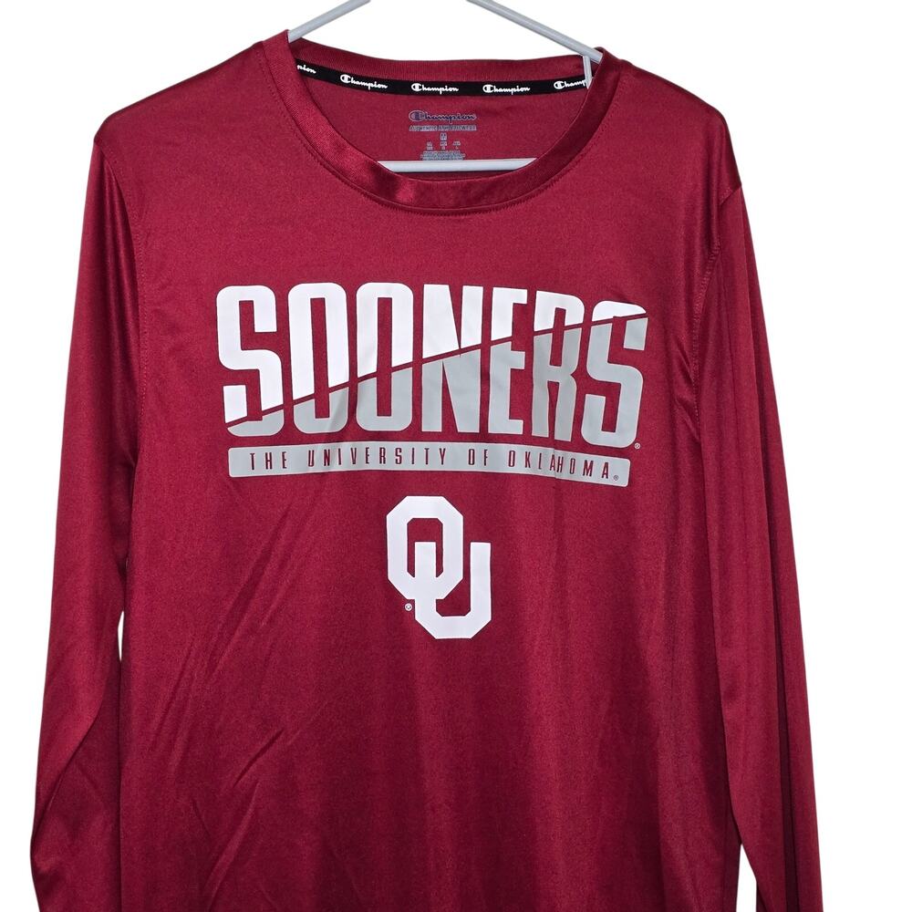 Champion Oklahoma Sooners OU Long Sleeve Crimson and Cream Shirt Mens Medium